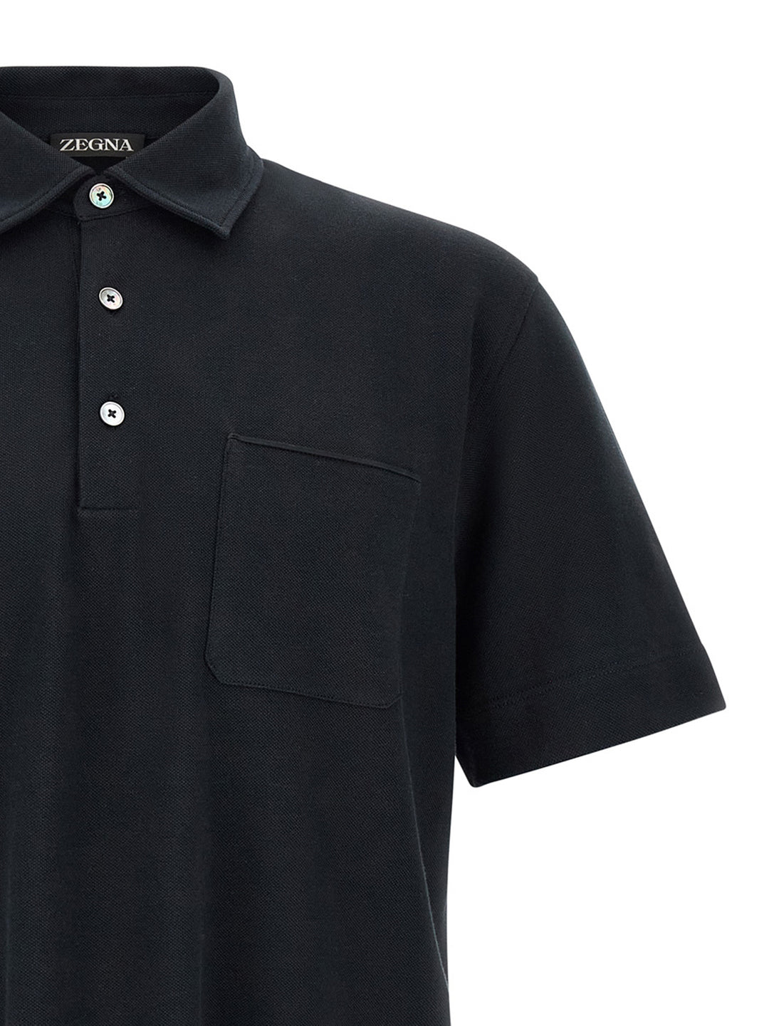 Zegna Shirt With Pocket Polo - Blue | 5db63615691156e9d3a8ecbc7519b378716da372