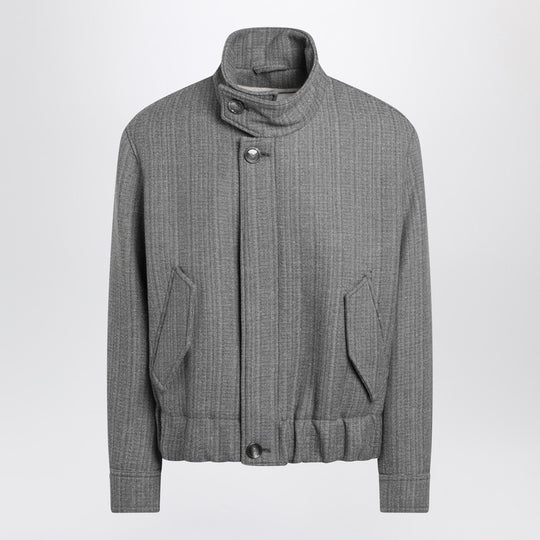 Grey/Ivory Bomber Jacket In Wool Blend