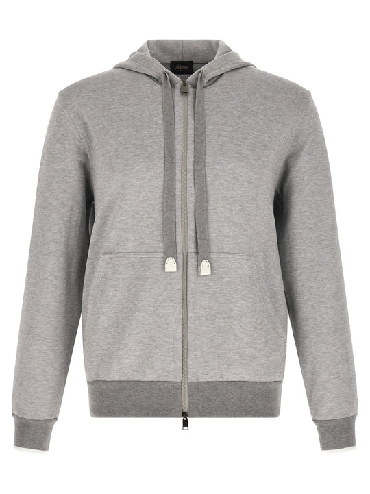 Piquet Cotton Hoodie Sweatshirt Gray