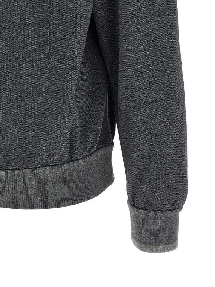 Brioni Piqué Cotton Sweatshirt - Gray | 239f3b4e12f4ccb3ba33e00b3f679f8a7df18b47