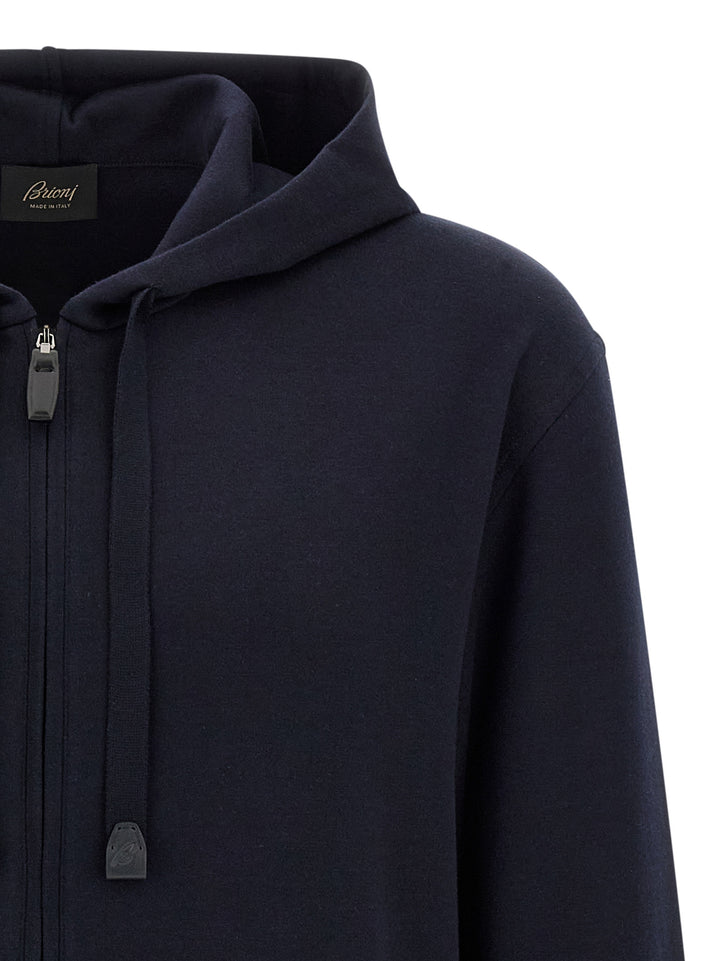 Brioni Cotton Hoodie Sweatshirt - Blue | 429da7d5d9f46fda6ab36bfab74378820acde752