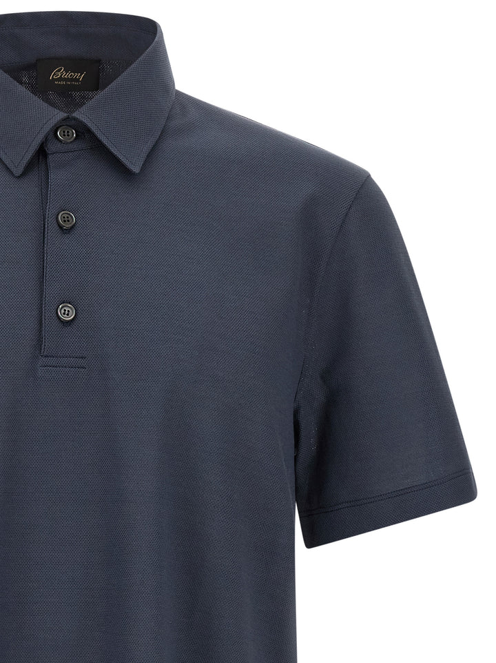Brioni Cotton  Shirt Polo - Blue | e8cdb345bce7046ba18bd58cab8c676ad7d75260