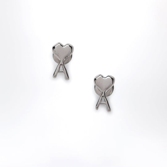 Ami De Coeur Hammered Brass Earrings In Silver