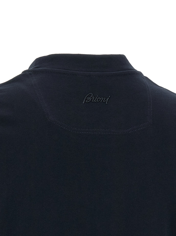 Brioni Logo Embroidery T-shirt - Blue | 165ed688d3951701f943a9ecad5feed2215ca7df