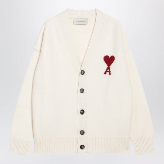 Ami De Coeur White Wool Cardigan