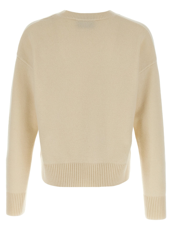 Ami Paris Puff Logo Patch Sweater Sweaters and Cardigans - Beige | 772fe6c8d7baae70eb22c599b196e636ccfc14a4