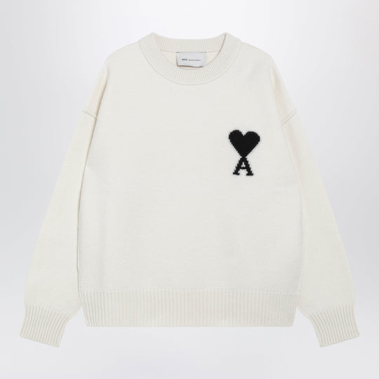 Ami De Coeur Sweater In White Virgin Wool