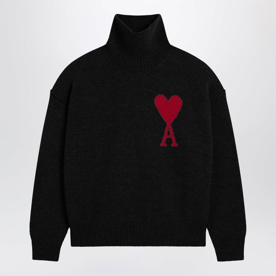 Ami De Coeur Sweater In Black Merino Wool Knit