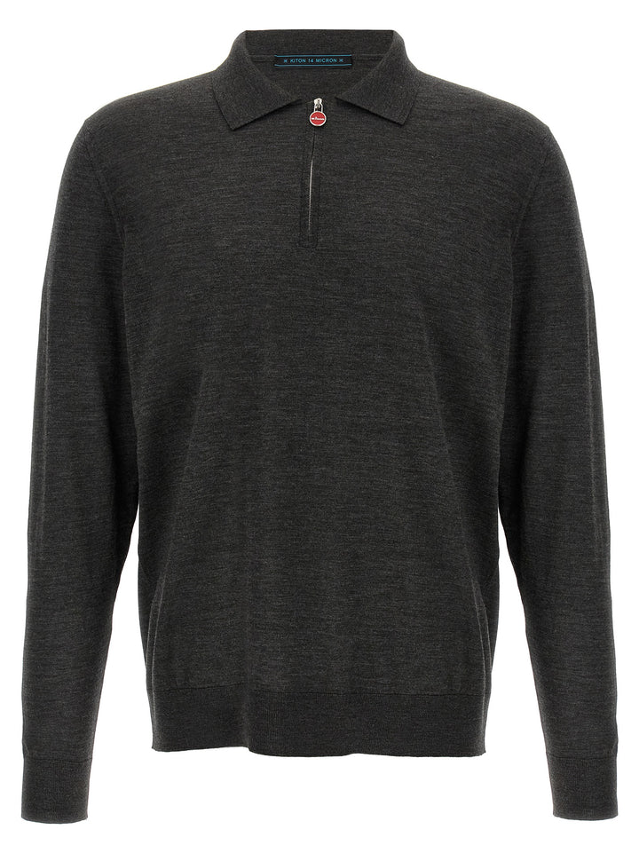 Kiton Halfzip  Shirt Polo - Gray | f49c95ab1f53d68f535d3d91c089f2574107436c