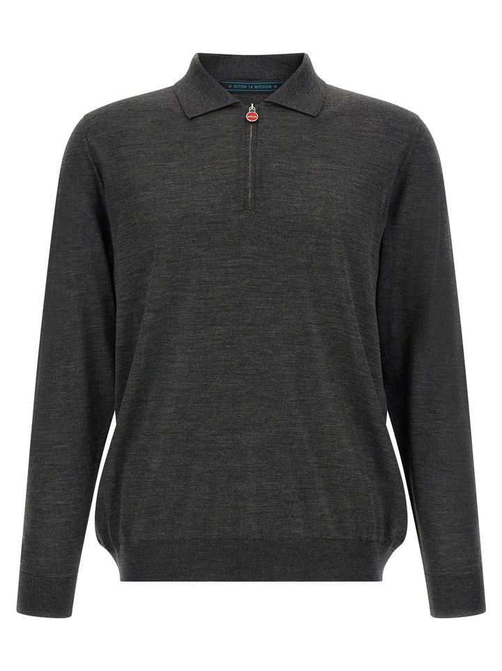 Kiton Wool  Shirt 14 Microns Polo - Gray | 8b7639a80ab109b0fd6c12c1e800e0a2f62dd9bf