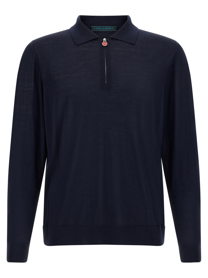 Kiton Wool  Shirt 14 Microns Polo - Blue | 142c8a148d9a371430ac39eaced6d84824005da4