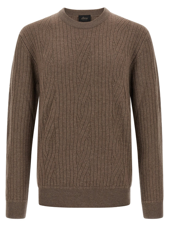 Ribbed And Braid Sweater Sweaters And Cardigans Brown