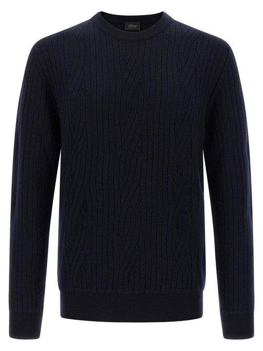 Ribbed And Braid Sweater Sweaters And Cardigans Blue