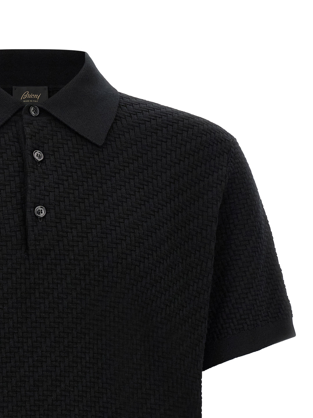 Brioni Trama Polo - Black | 8f3bb383e3e1ce2e5ade75fe924e3148777f193e
