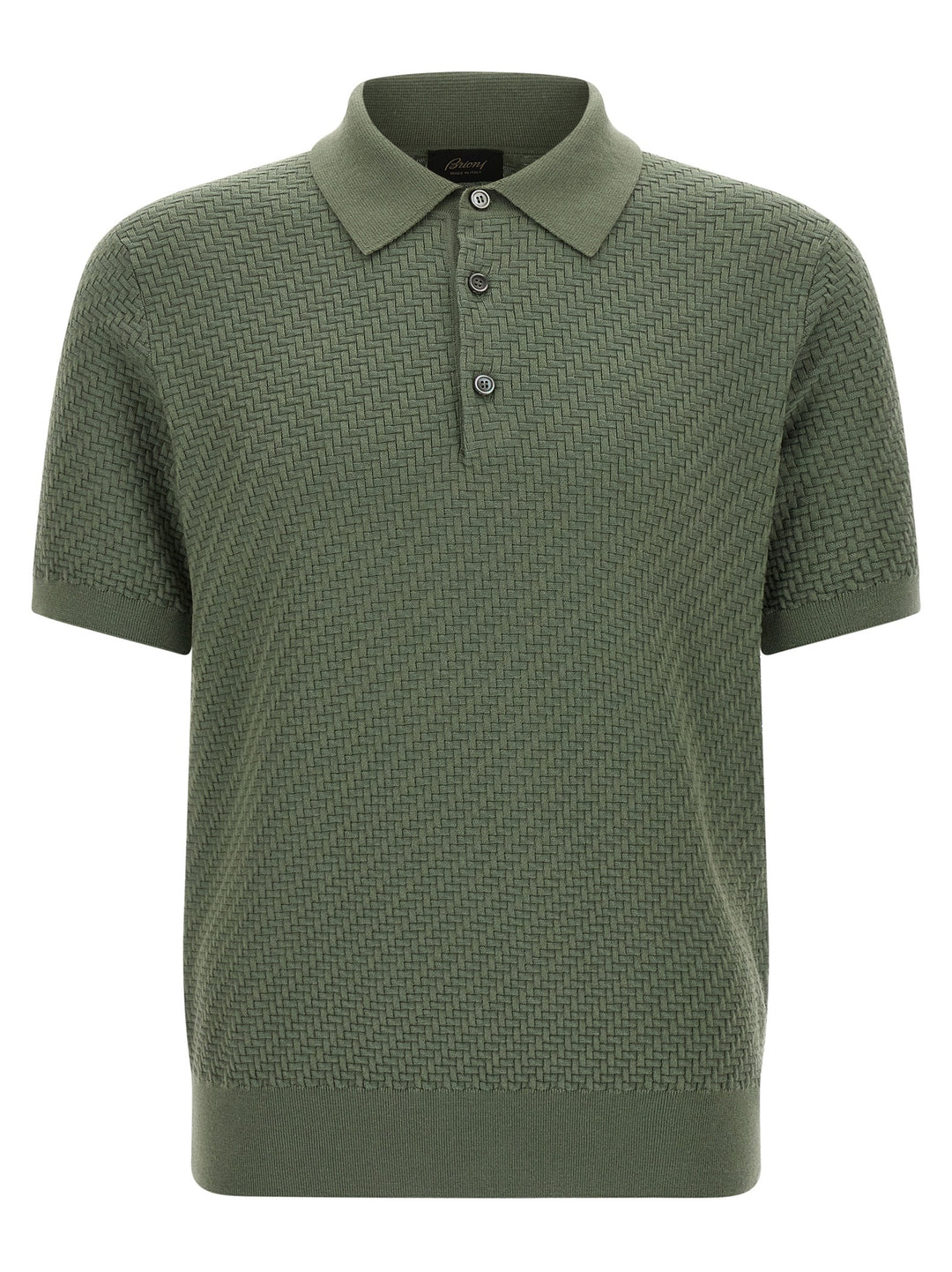Brioni Weaving  Plot Polo - Green | de27e1880c0a0184a606663e55ba957b17f0bfb2