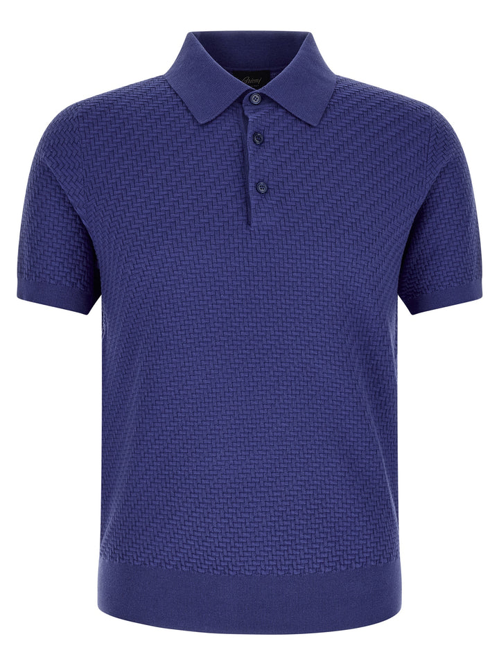 Brioni Weaving  Plot Polo - Blue | 51e62b90a8f2e439805913165668ca8612649e7d
