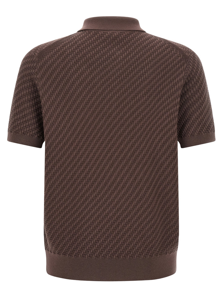 Brioni Weaving  Plot Polo - Brown | 93502de93ee566e38f51c948b8504bb284f15913