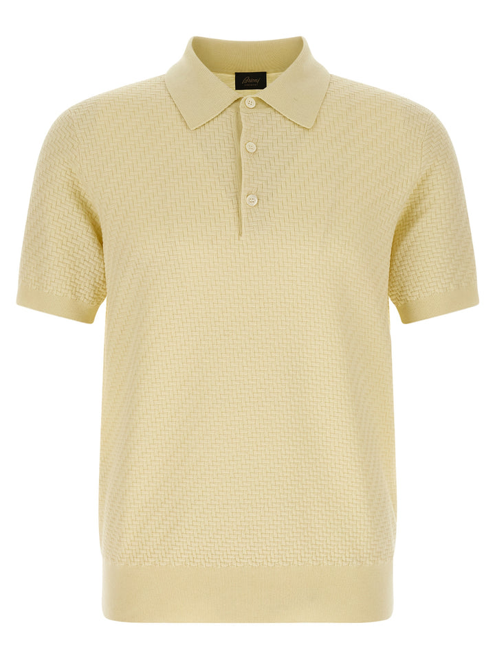 Brioni Weaving  Plot Polo - Yellow | 47e86f5ad2095407266d9dcbc9adb6fb035bf7dc