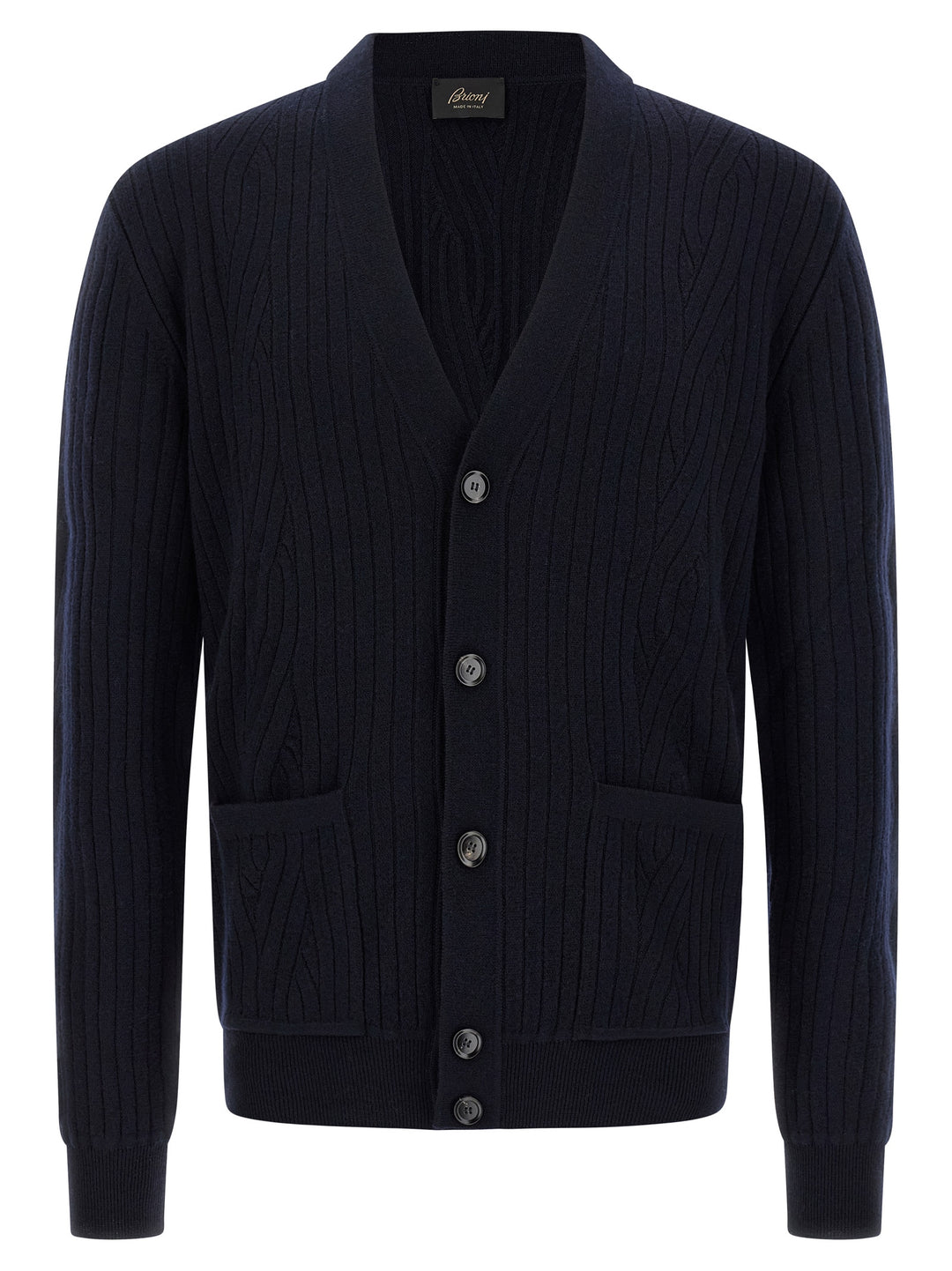 Brioni Ribbed And Braid Cardigan Sweaters and Cardigans - Blue | 2d8d8d288ccde24fb5a620aa7f14ad9c07946a6f
