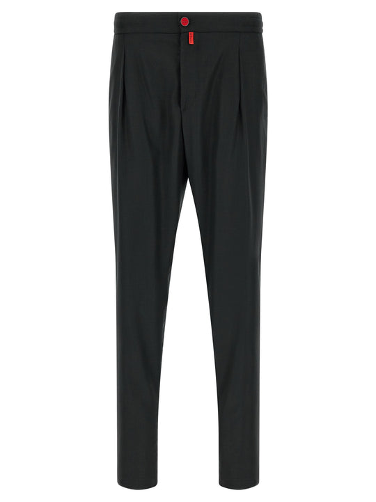 Red Button Pants Gray