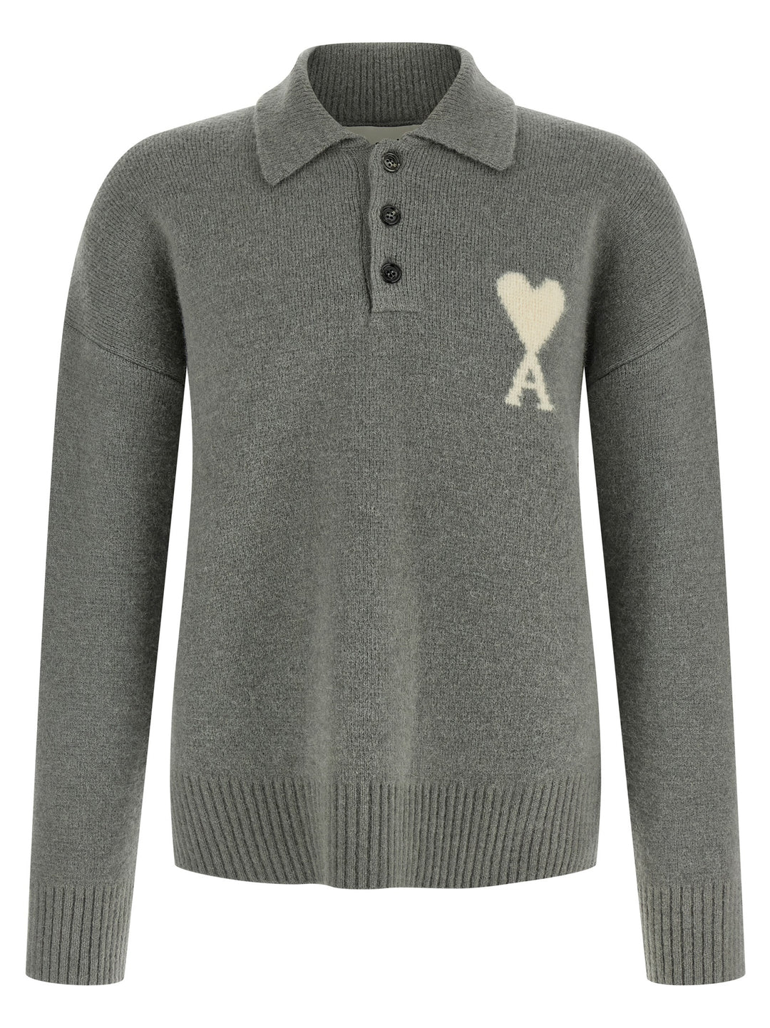 Ami Paris Ami De Coeur Polo - Gray | 3c5977352d609245d57b247a2ba7d225d28fda55