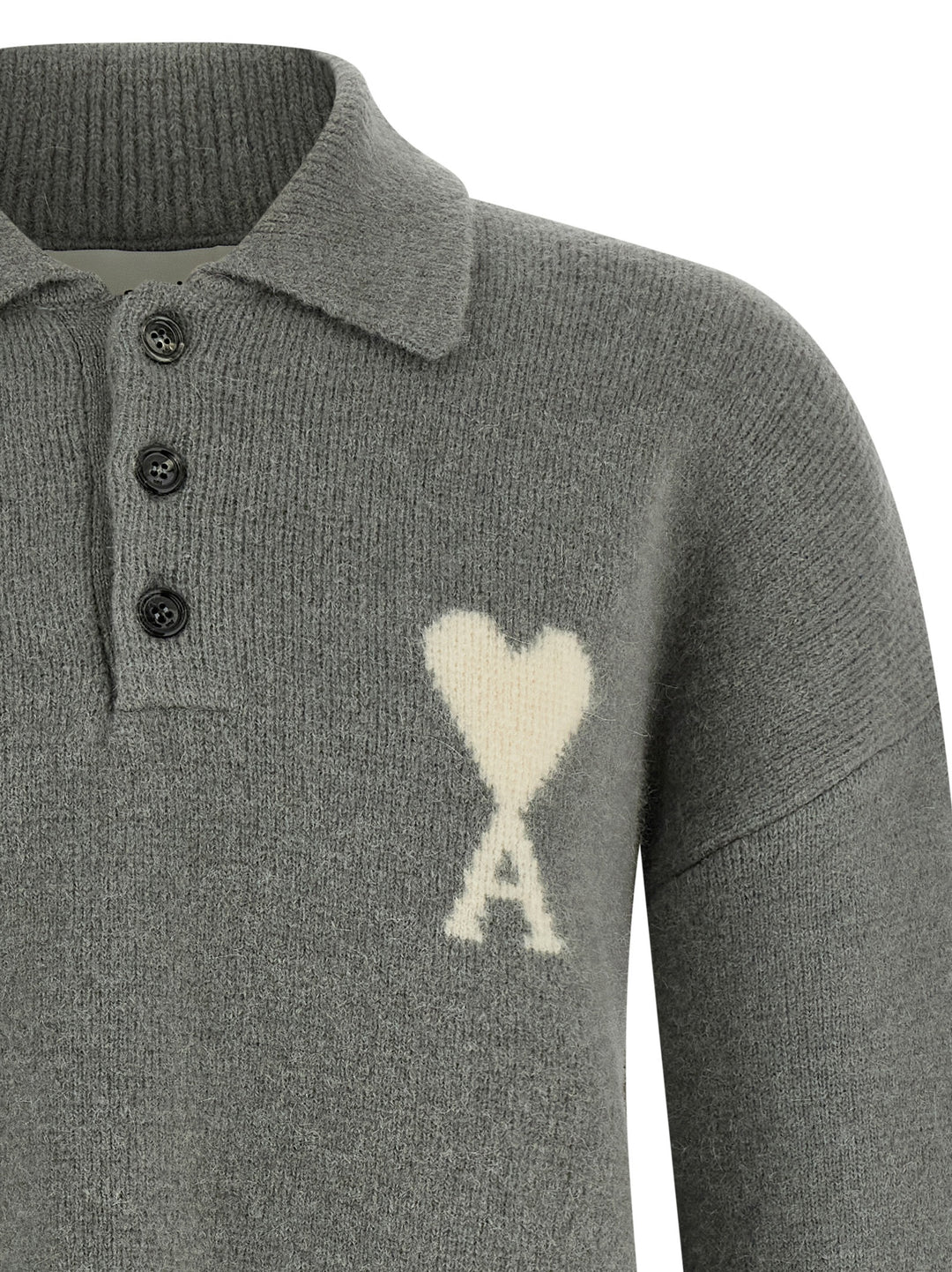 Ami Paris Ami De Coeur Polo - Gray | f93143048b5e1d83ede6ef7a5d69a76e5b097bb6