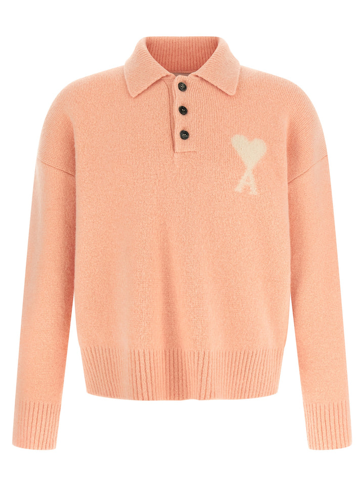 Ami Paris Ami De Coeur Polo - Pink | a9486813db6a489bae671701cfe34501cf9485cf