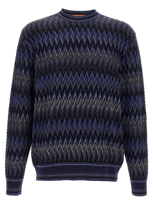 Zigzag Pattern Sweater Sweaters And Cardigans Blue