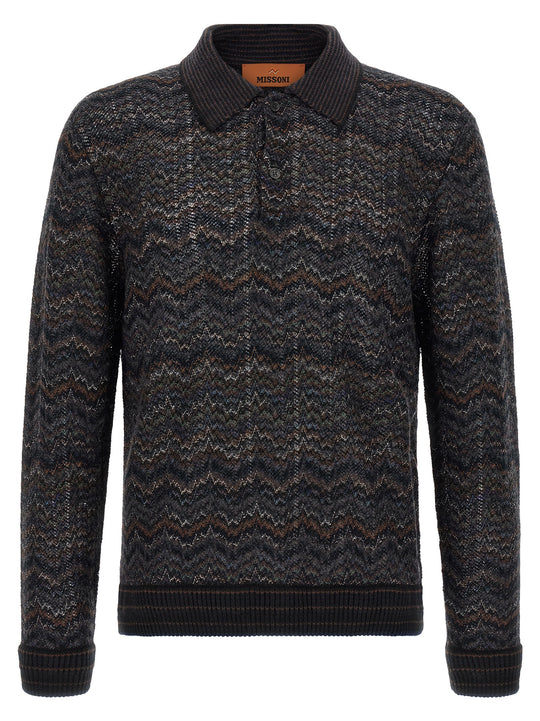 Knitted Polo Shirt Sweaters And Cardigans Multicolor
