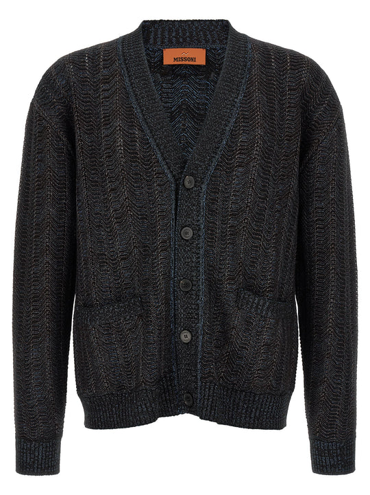Greek Pattern Cardigan Sweaters And Cardigans Blue