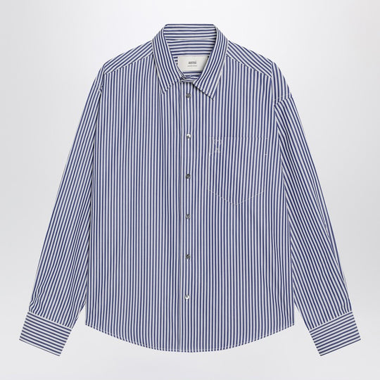 Ami De Coeur Striped Shirt In White And Blue