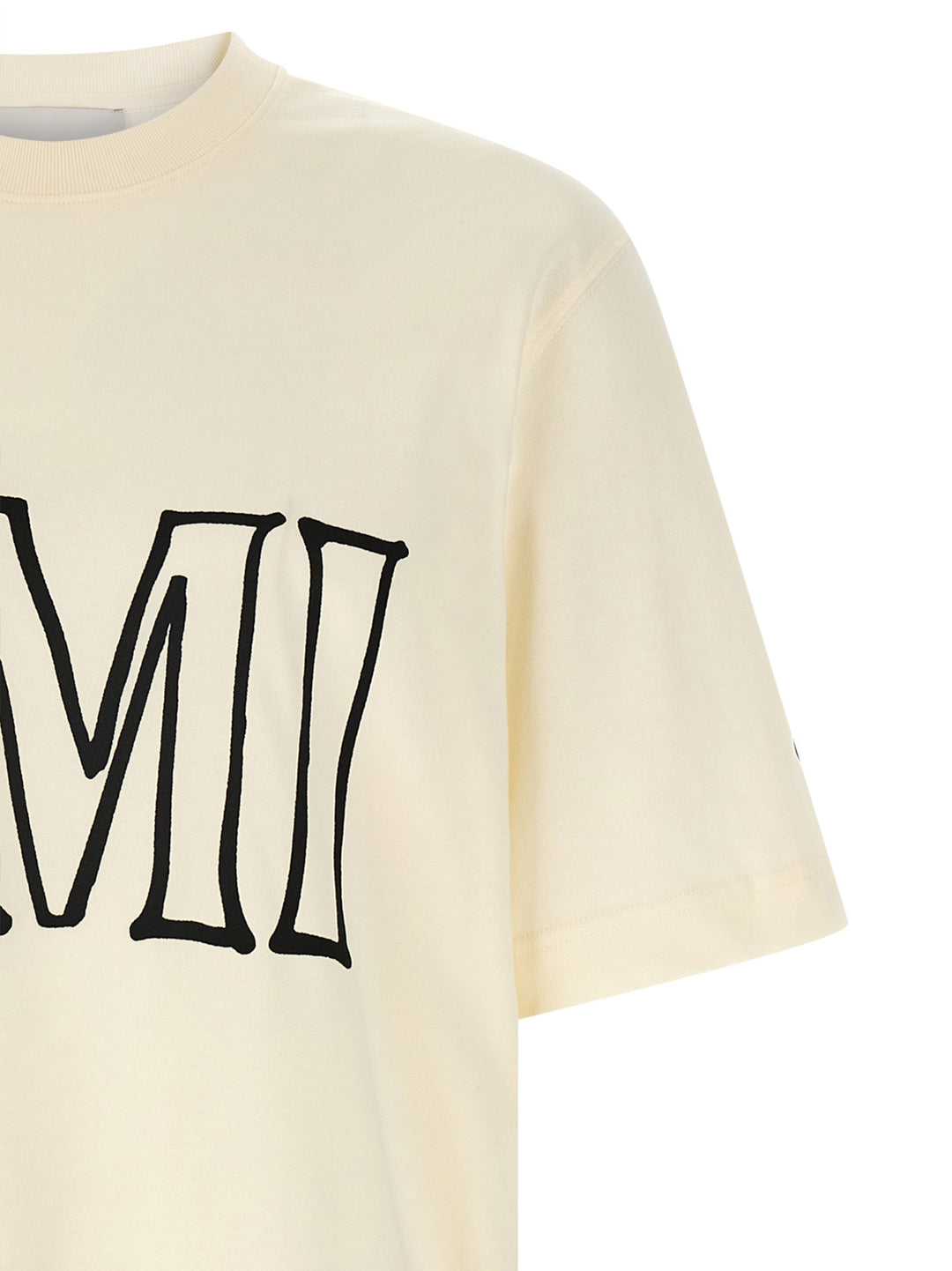 Ami Paris Logo Print T-shirt - Beige | 55520238292323b9029254577d8f9e96e862cac0