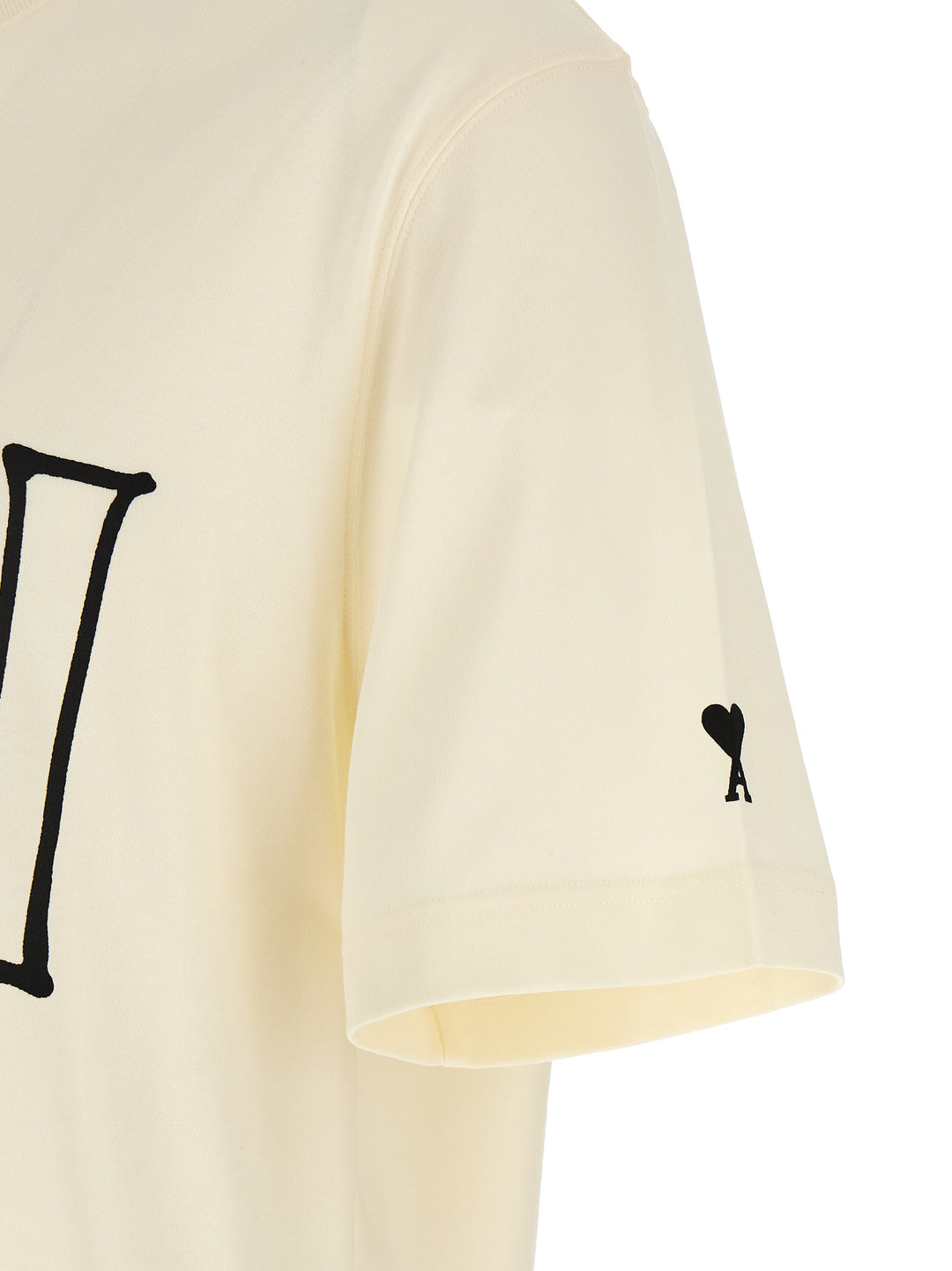 Ami Paris Logo Print T-shirt - Beige | 751f508b95cceb79cf783551954a21ee60fbc07b