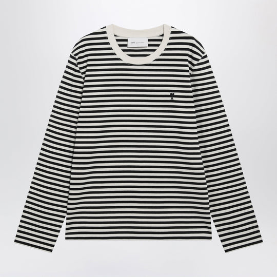 White/Ivory Striped Ami De Coeur Sweater In Cotton