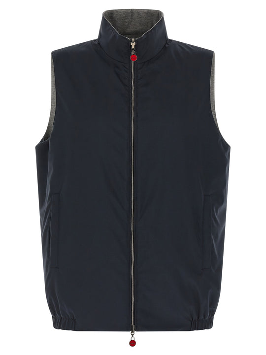 Double Face Nylon Vest Gilet Blue