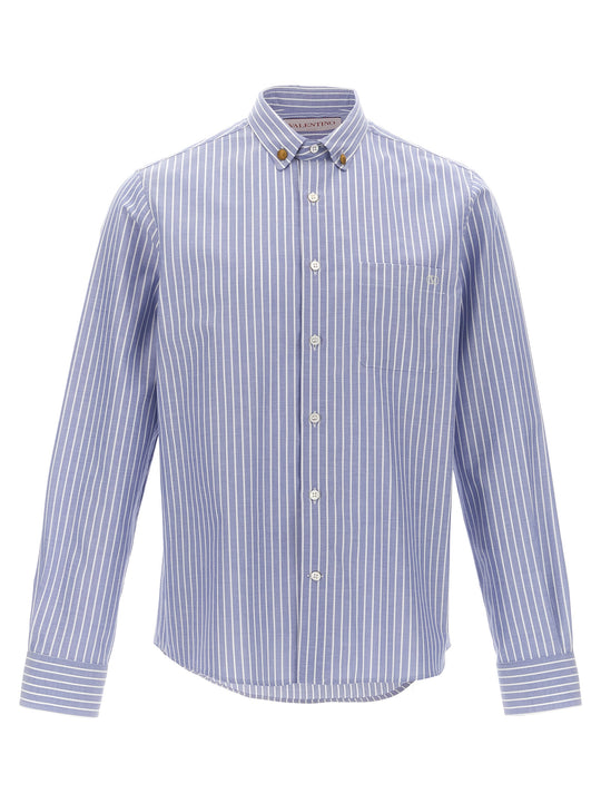 Valentino Garavani Striped Shirt Shirt And Blouse Light Blue