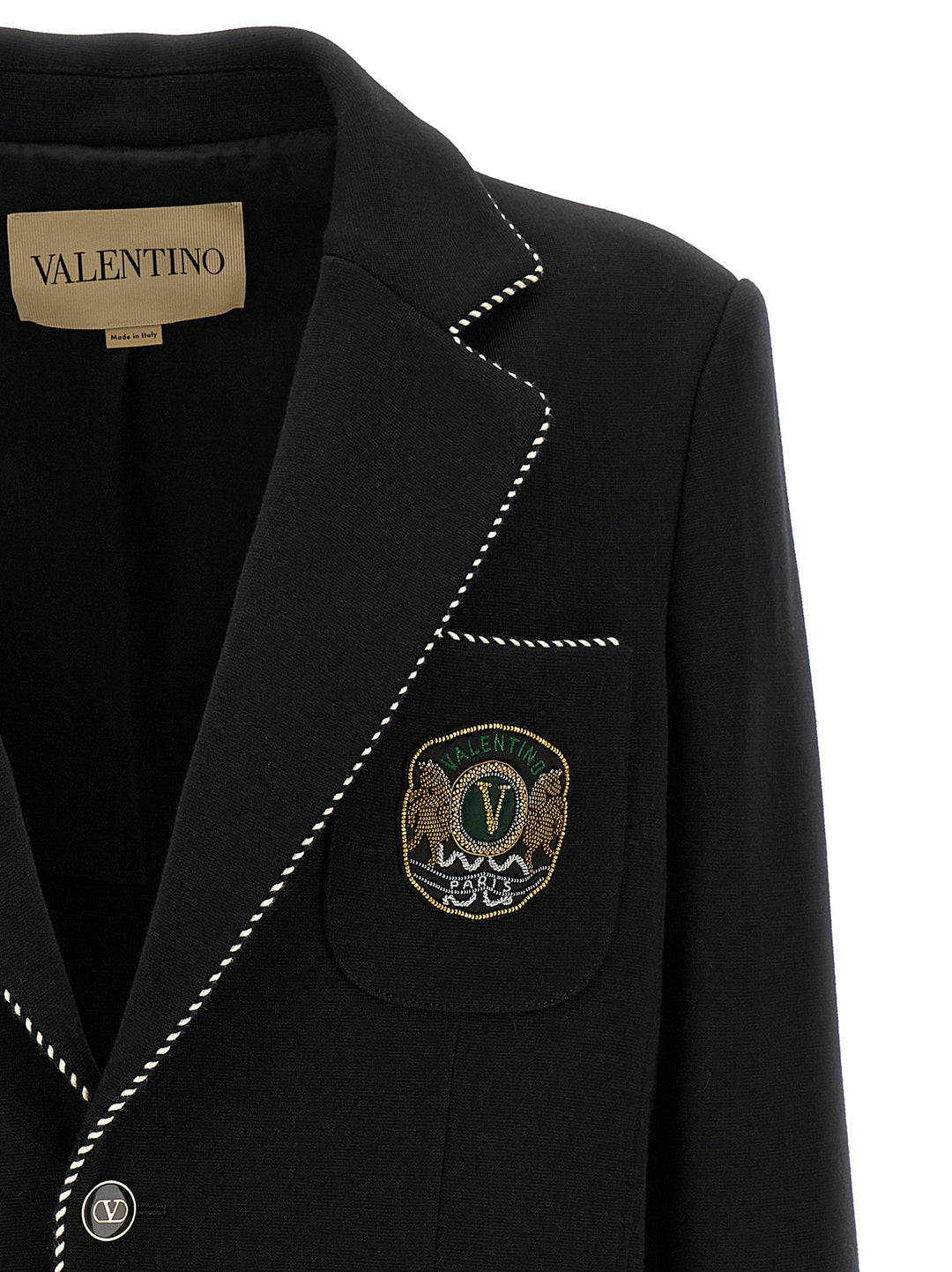 Valentino Garavani Valentino Garavini Single-Breasted Blazer - Black | e3e4483c70b5ea76180333ce6e6e954a893a1458