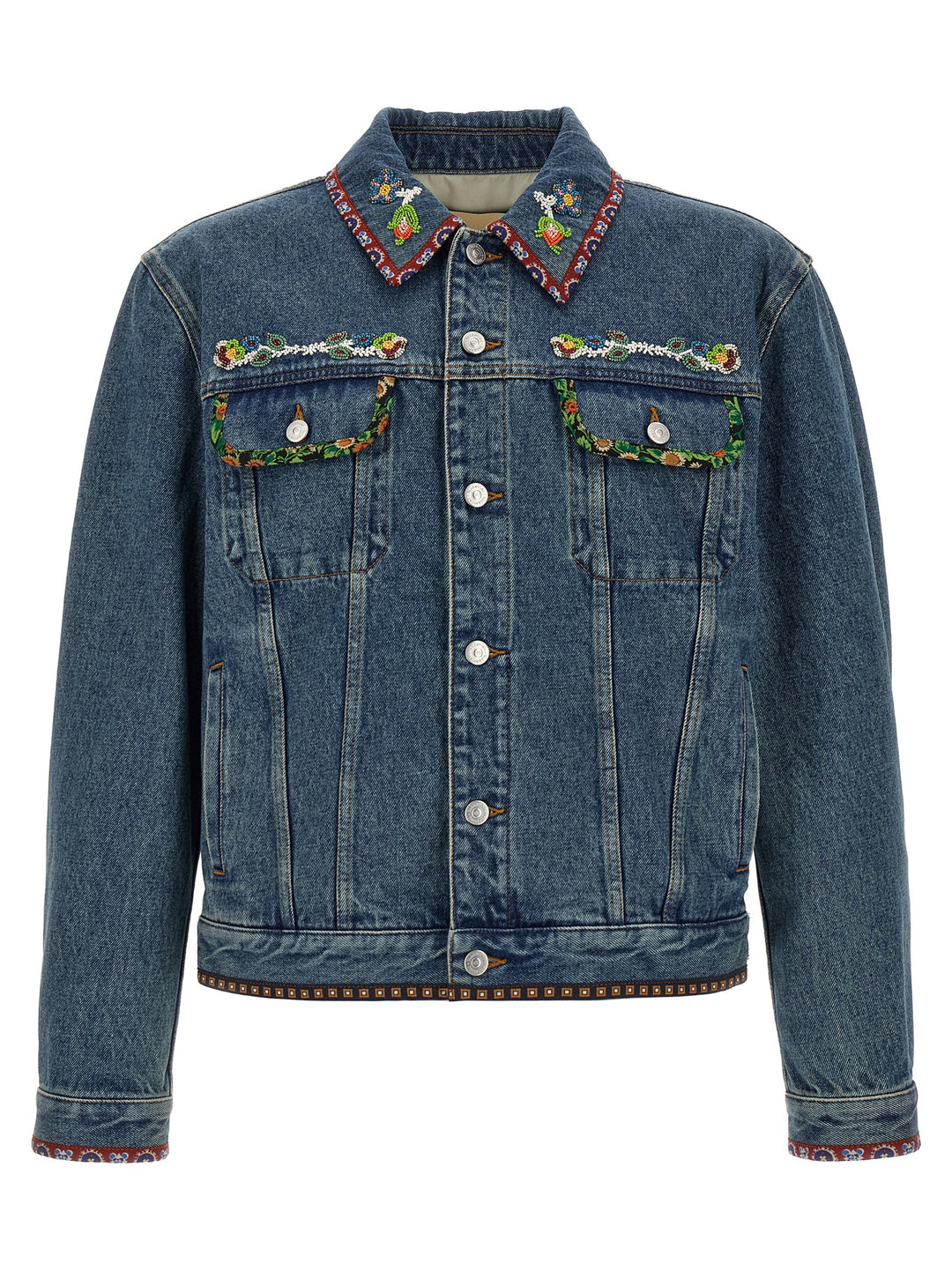 Valentino Garavani Valentino Garavani Denim Jacket Puffer Jackets - Blue | 927c3aba9b9f35af33d00196c96c2670a8600396