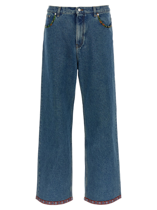 Valentino Garavani Floral Insert Jeans Blue