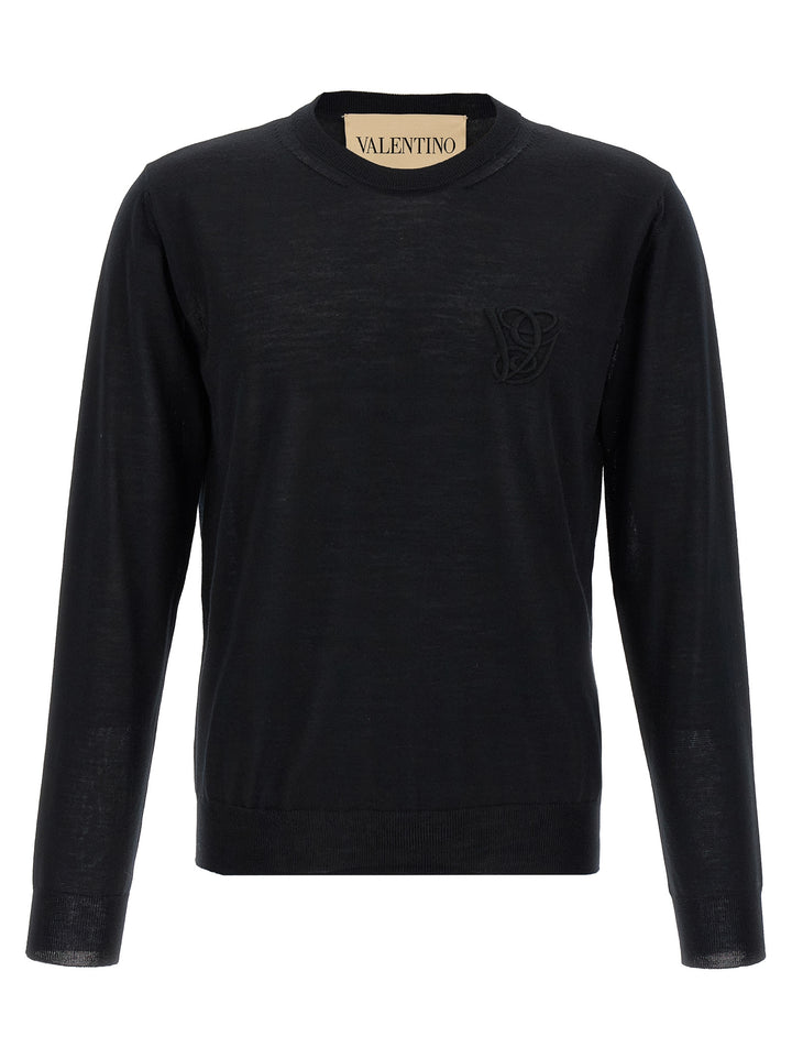 Valentino Garavani Valentino Garavani Logo Embroidery Sweater Sweaters and Cardigans - Black | 00eb4346cf211df45193f45c4fec27d9830c74e9