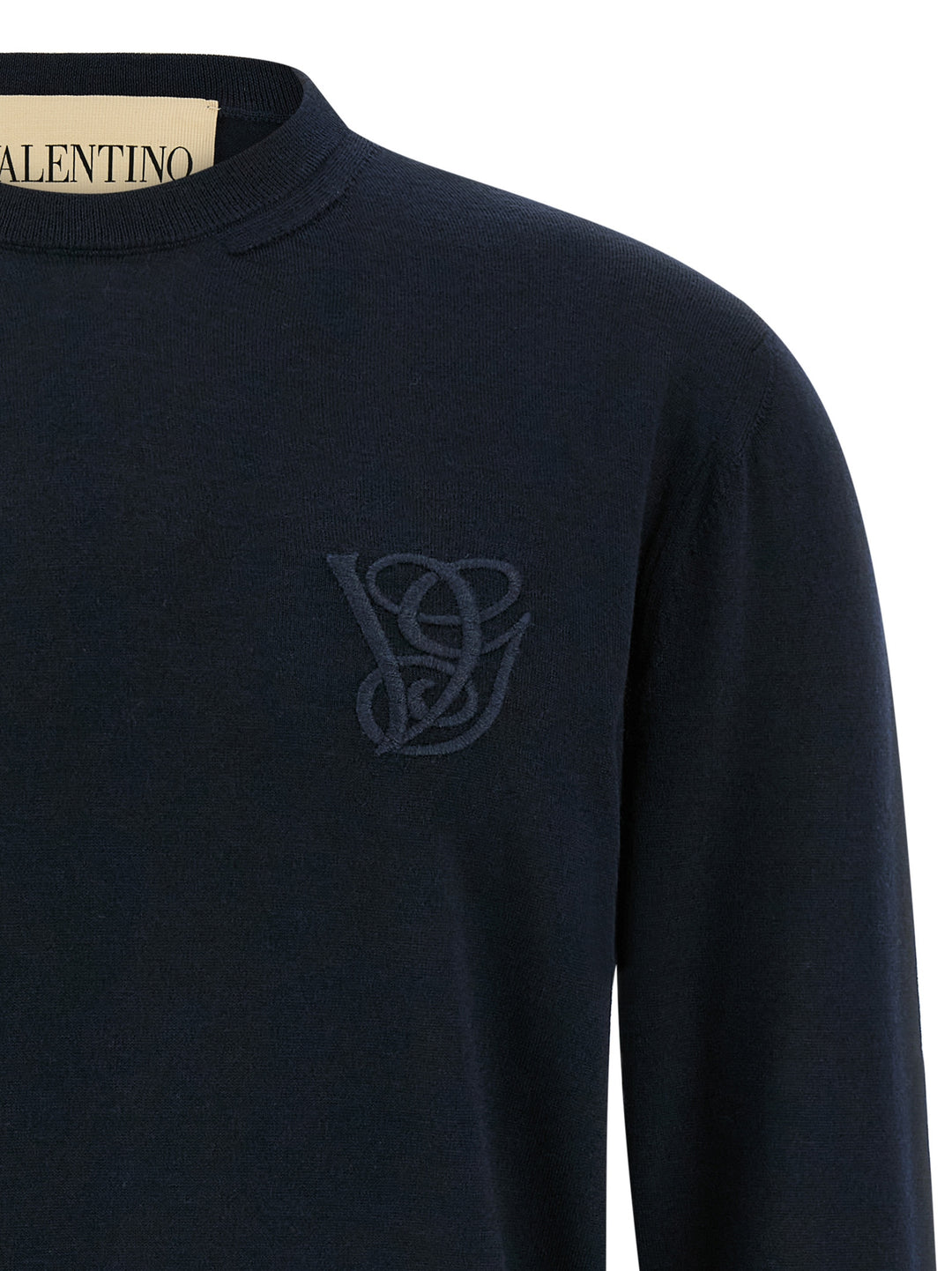 Valentino Garavani Valentino Garavani Logo Embroidery Sweater Sweaters and Cardigans - Blue | cbc86881a70b0d767724f2f59ebe8ec31fd3cd55