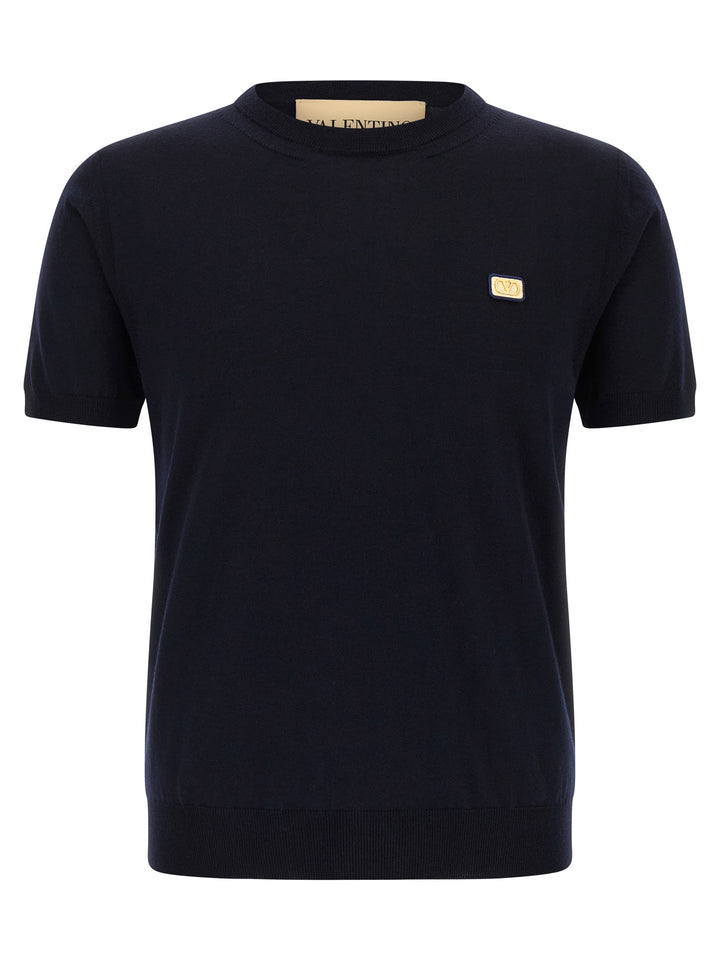 Valentino Garavani Valentino Garavani Vlogo Signature Jersey Sweaters and Cardigans - Blue | cc97c10e42b0ad6e6839fa243f44553d645b5068