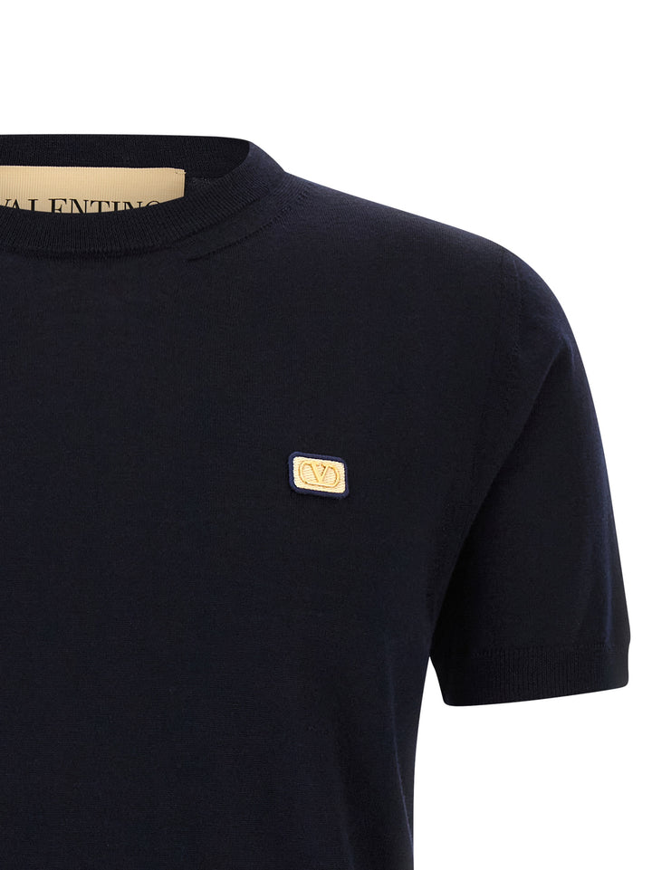 Valentino Garavani Valentino Garavani Vlogo Signature Jersey Sweaters and Cardigans - Blue | 2ef9923e746dcb89bd005ce486bbb2c3cc855428