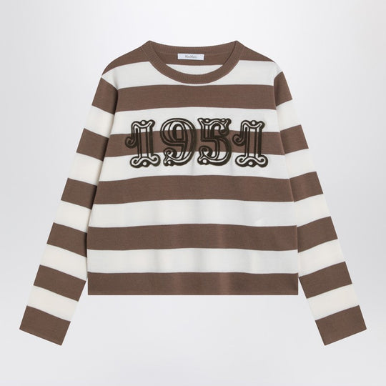 Striped Wool Sweater With Embroidery