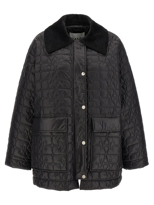 Black Shiny Quilt Midi Puffer Jackets Black