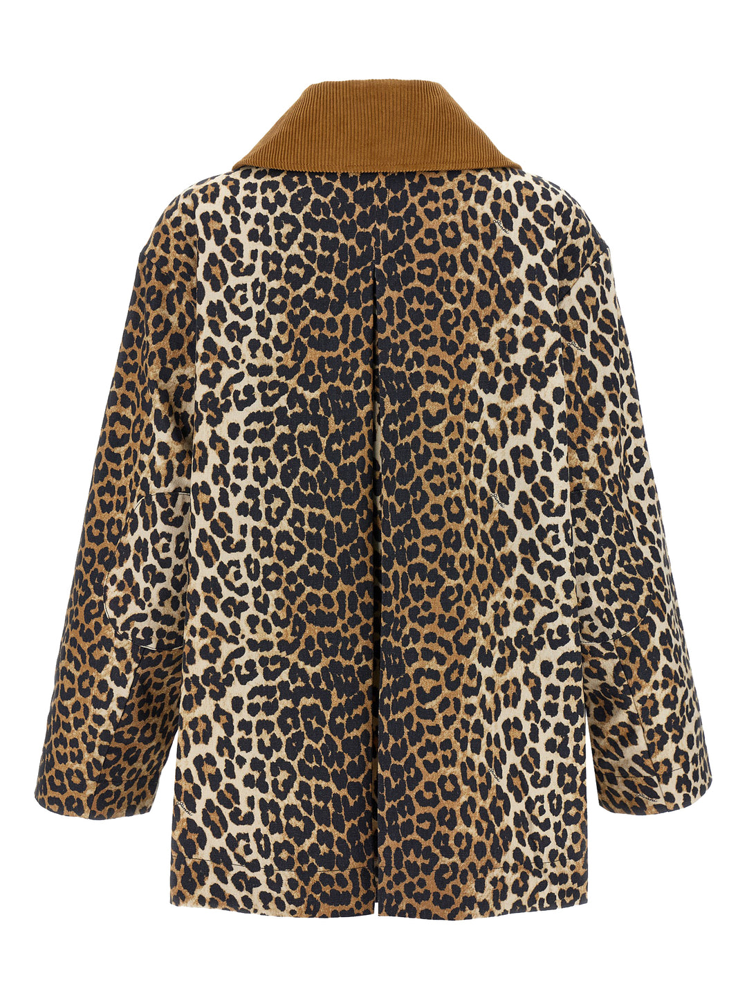 Ganni Leopard Printed Canvas Midi Puffer Jackets - Brown | 3f8de1f8d9940ff687cd6fbc5350286f4b4f9024