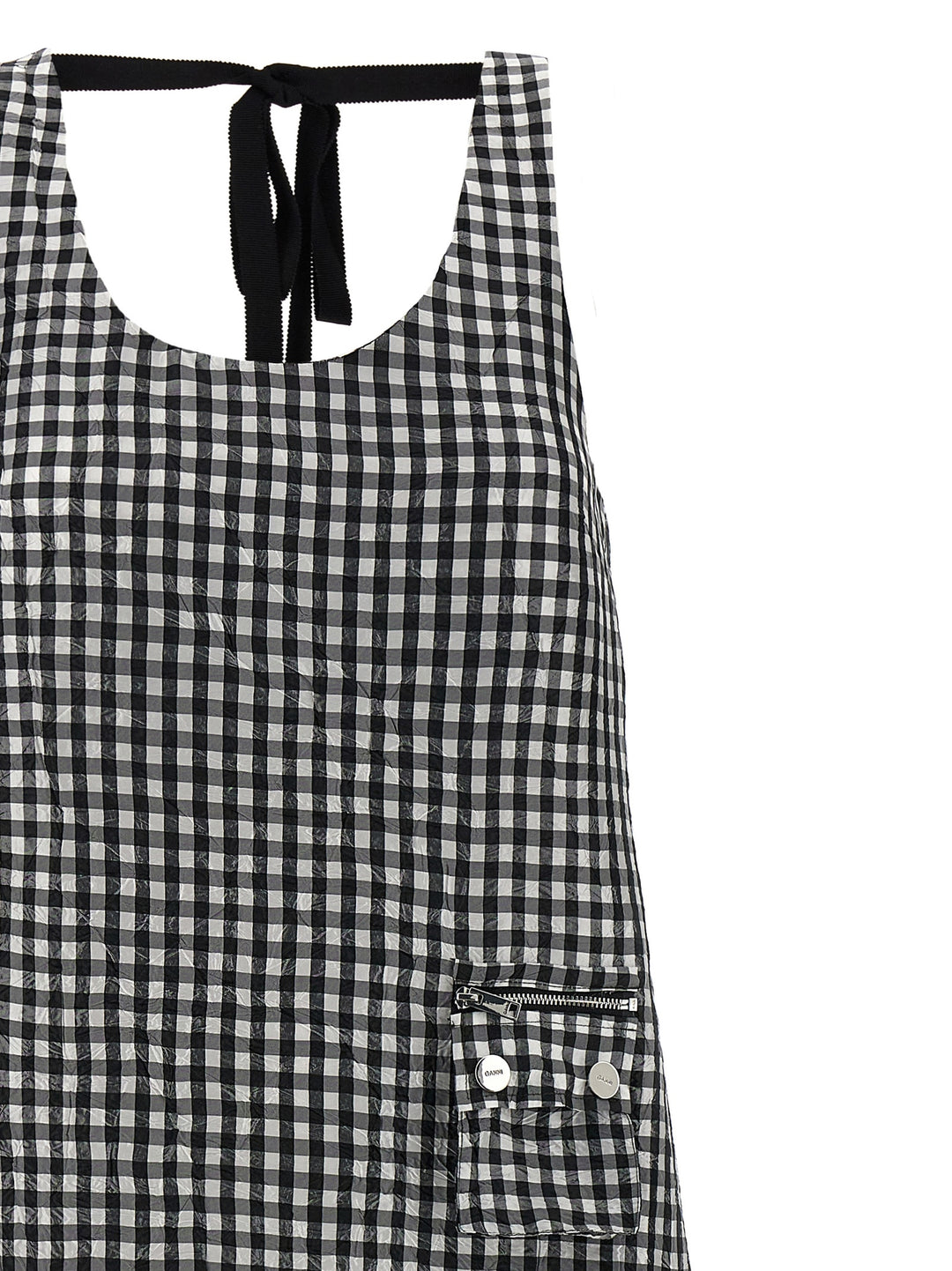 Ganni Crinkled Check Long Dresses - Black | 13db8d66f0c587c4a72d5223d49a8dc58976f462