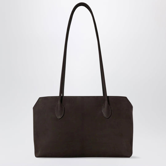 Terrasse Nubuck Calf Leather Shoulder Bag, Ebony Brown