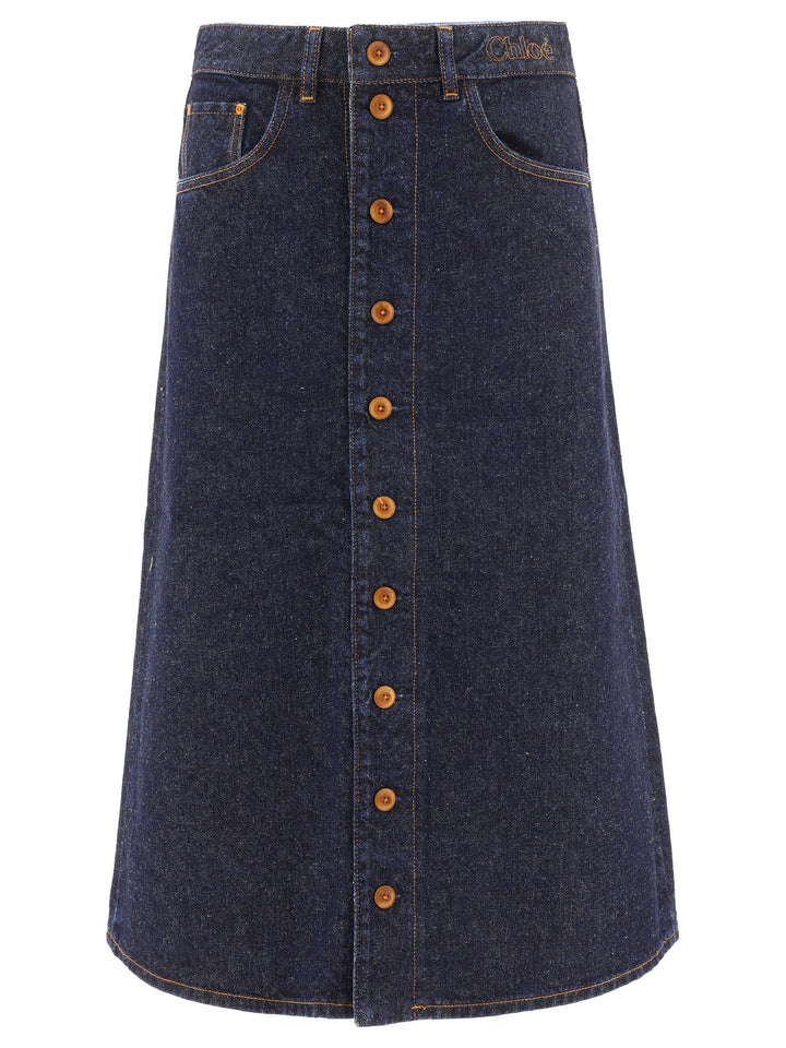 Chloé Denim Skirt With Buttons Skirts - Blue | d5951be33ac2d7504ad23437ae06d23df7c16cf4