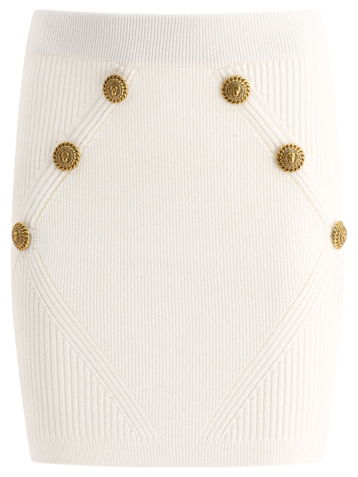 Balmain Knitted Skirt With Buttons Skirts - White | 4df0992780708c234682ba2ac7864aa92c4d7d87